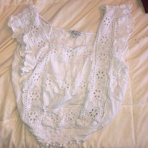 White Ruffled Crop Top